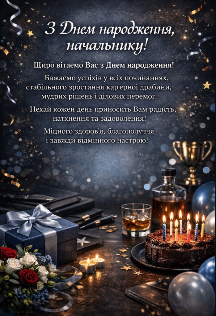короткі привітання з днем народження начальнику - Листівка 12