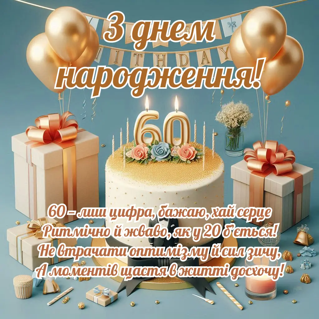 оригінальні привітання з днем народження жінці 60 років - Листівка 13