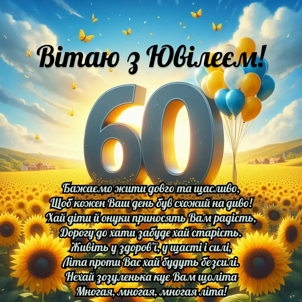 привітання з днем народження чоловіку 60 років - Листівка 2