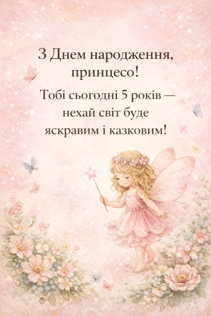 привітання з днем народження дівчинці 5 років - Листівка 8