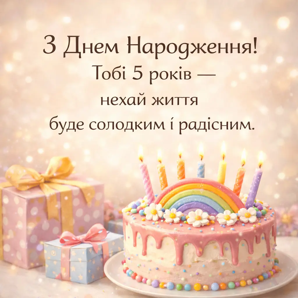 привітання з днем народження дівчинці 5 років - Листівка 3