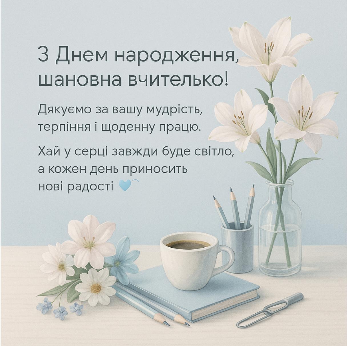 привітання з днем народження вчителю - Листівка 4