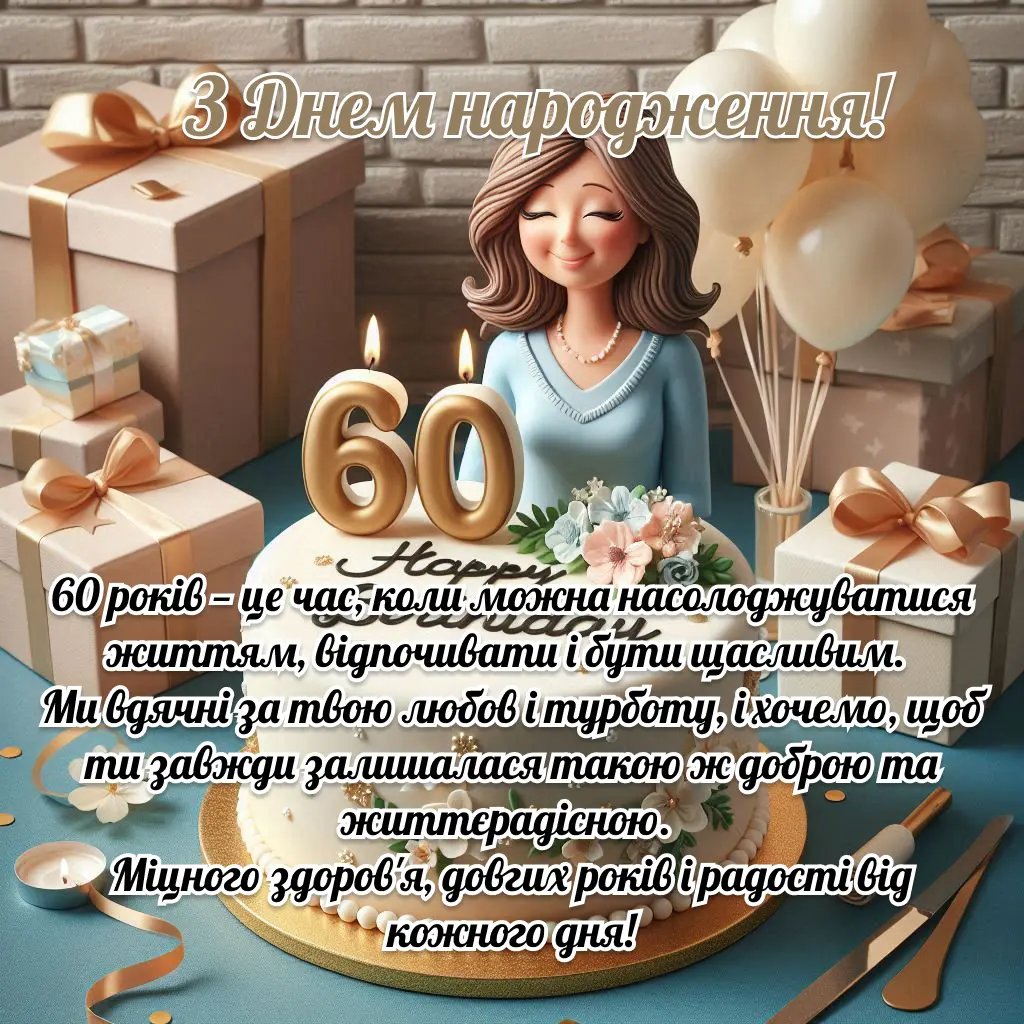 привітання з ювілеєм 60 років жінці у віршах - Листівка 10