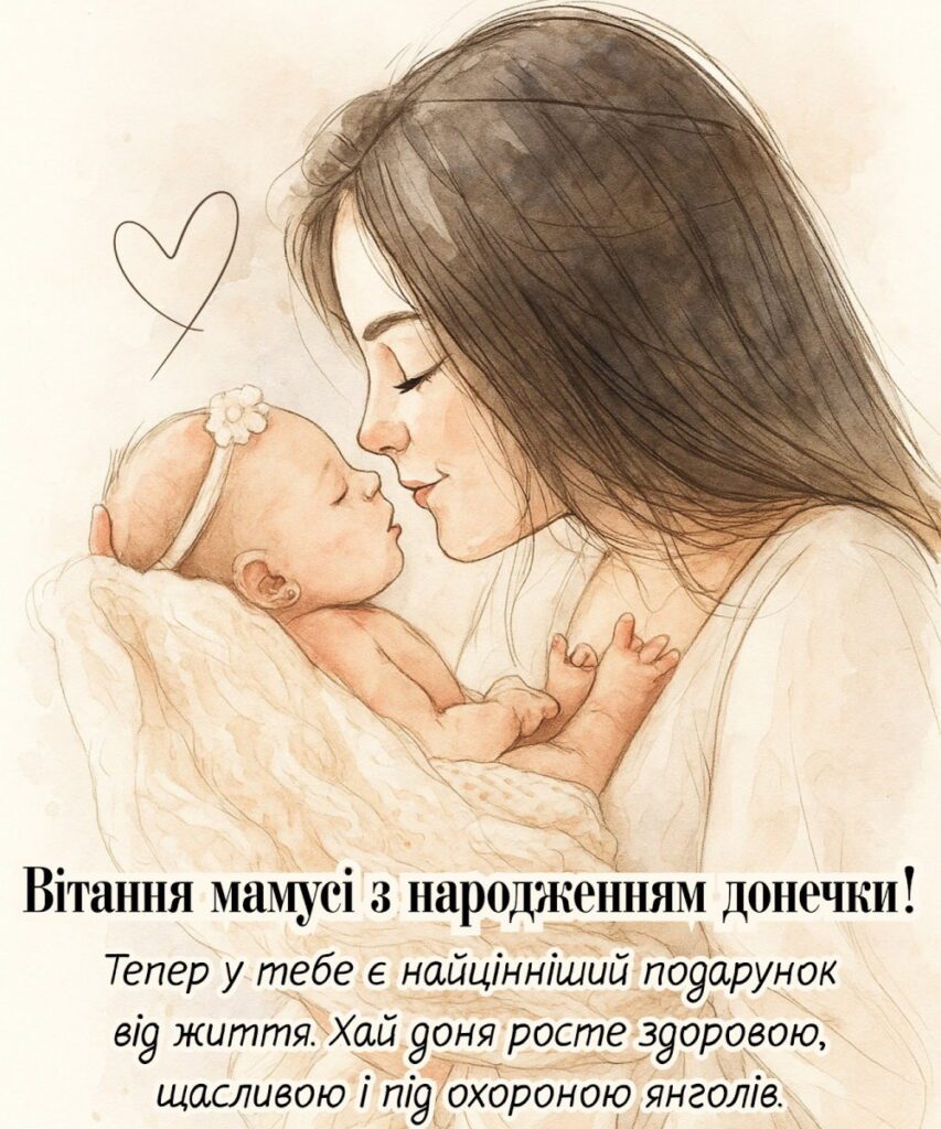 привітання з народженням донечки своїми словами - Листівка 3