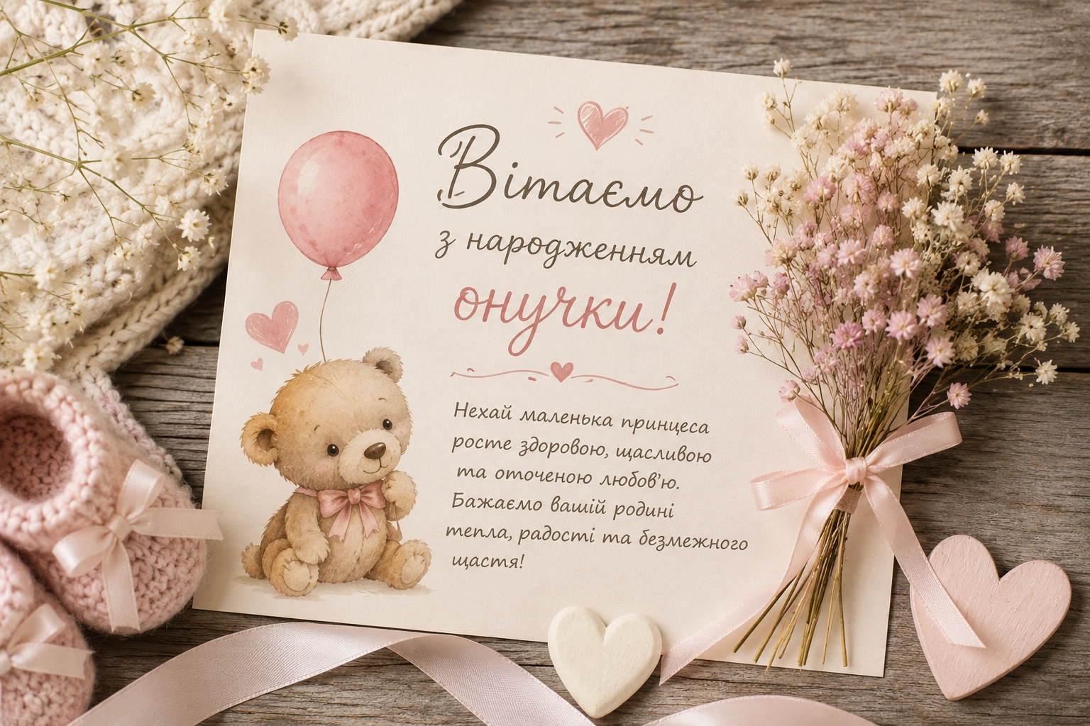 привітання з народженням онучки картинки - листівка 23