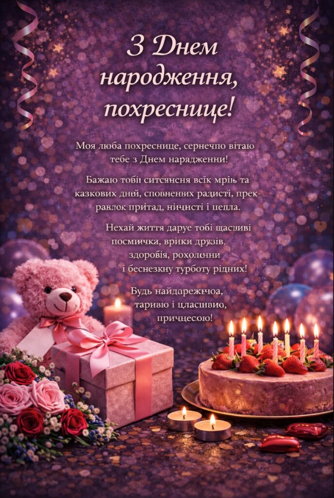 хрещениці привітання похресниці від хресної мами - Листівка 7