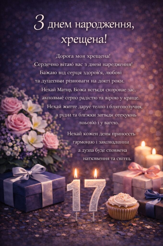 привітання хрещеного з днем народження - Листівка 12