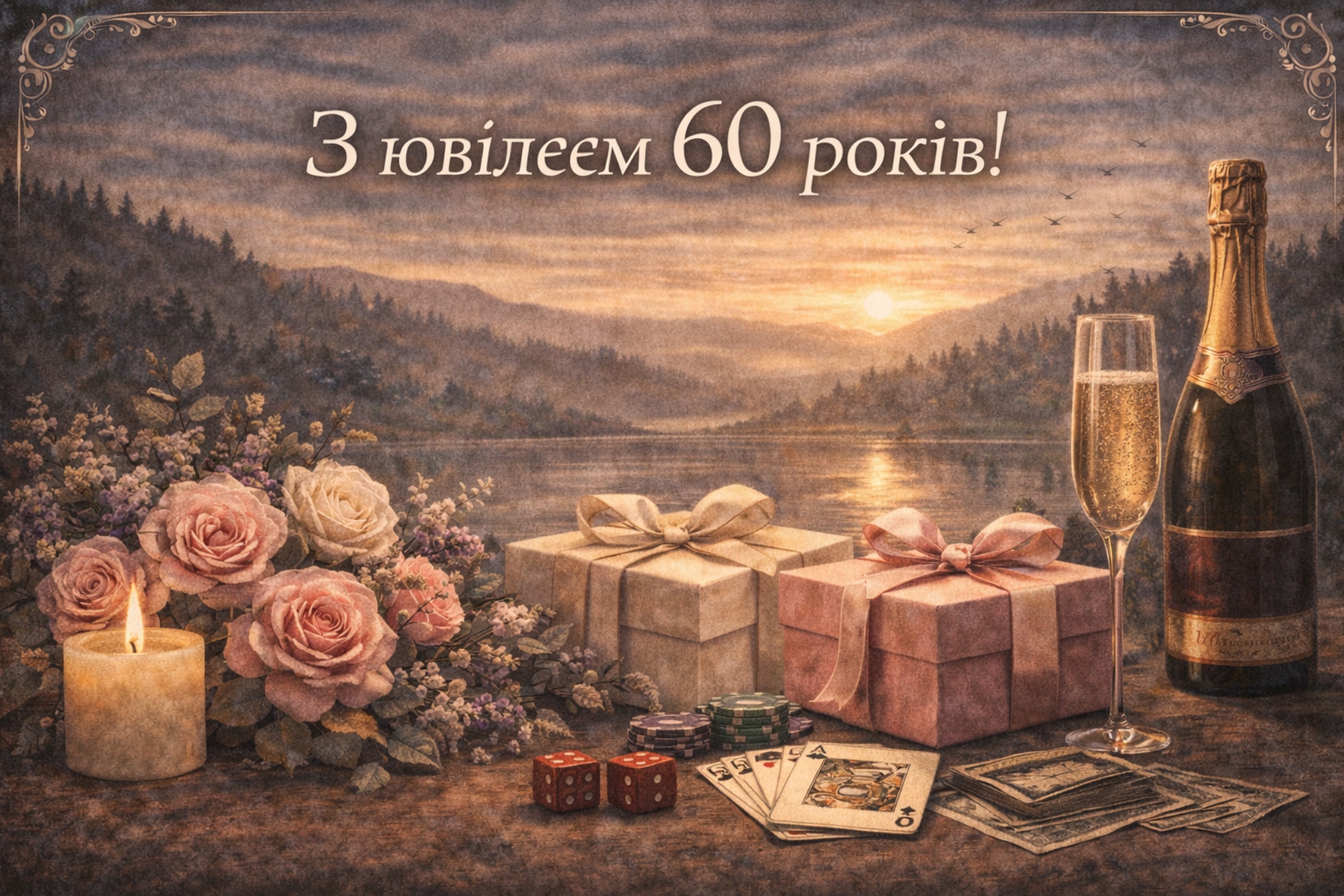 привітання з 60-річчям чоловікові - Листівка 13