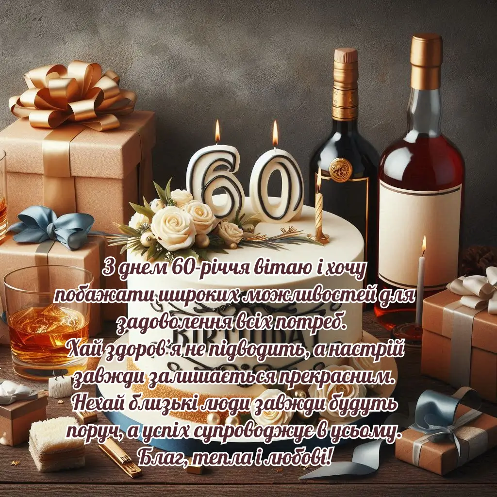 привітання з 60-річчям чоловікові - Листівка 3
