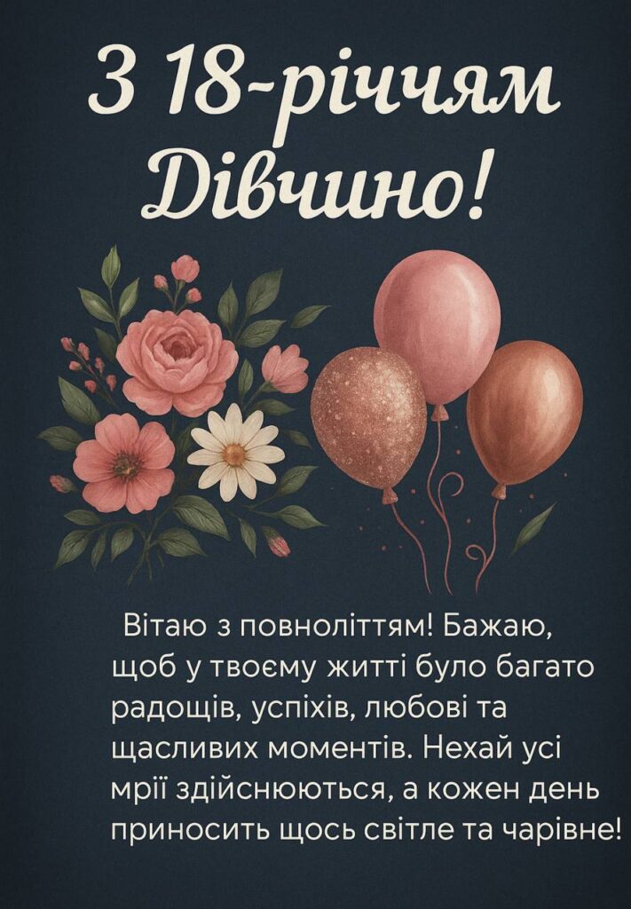 привітання з днем народження 18 років - Листівка 11