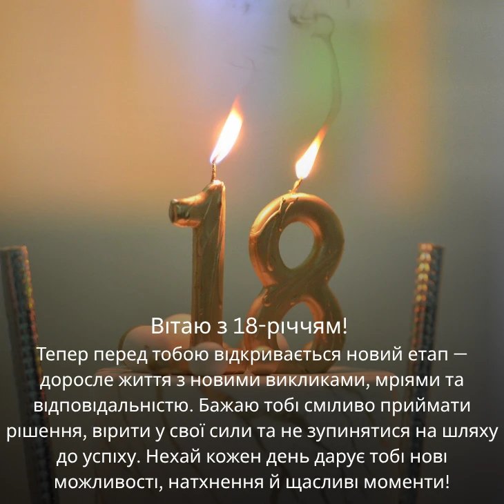 привітання з днем народження 18 років - Листівка 3
