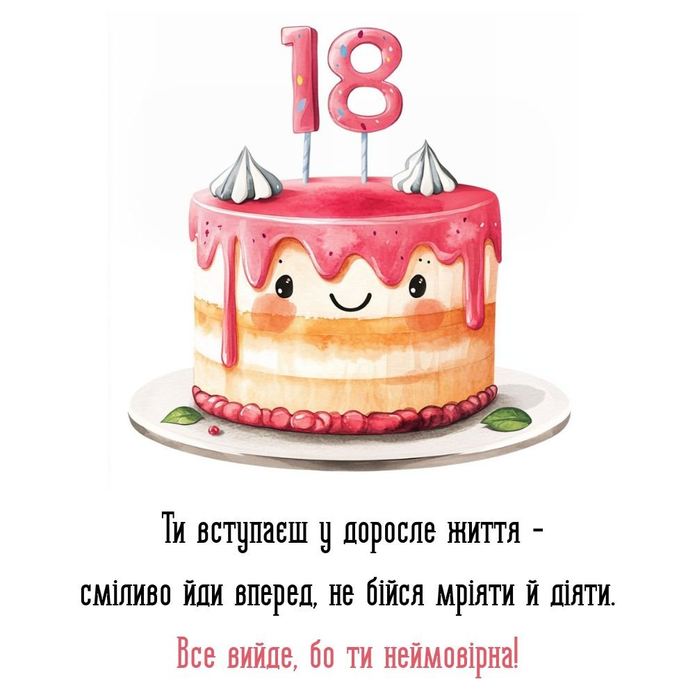 привітання з днем народження 18 років - Листівка 5