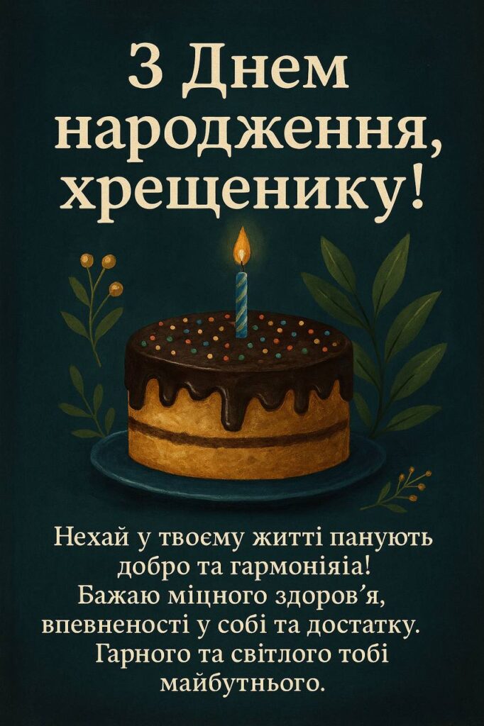 привітання з днем народження хрещеника - Листівка 13