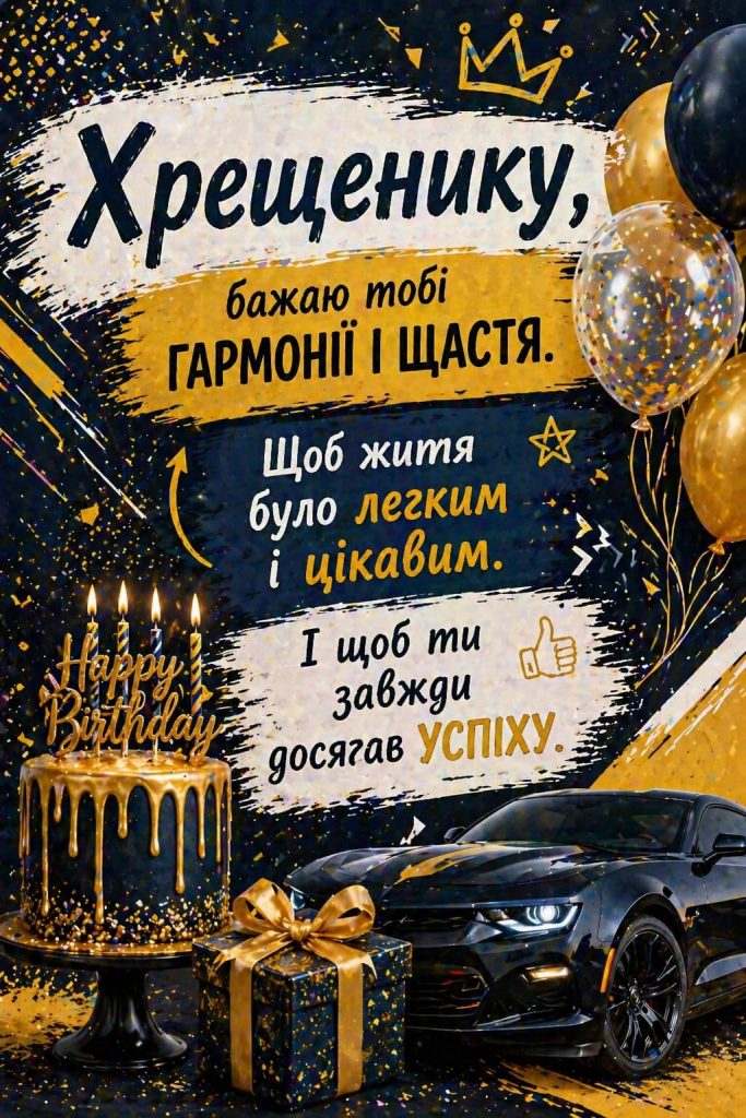 привітання з днем народження хрещеника - Листівка 18