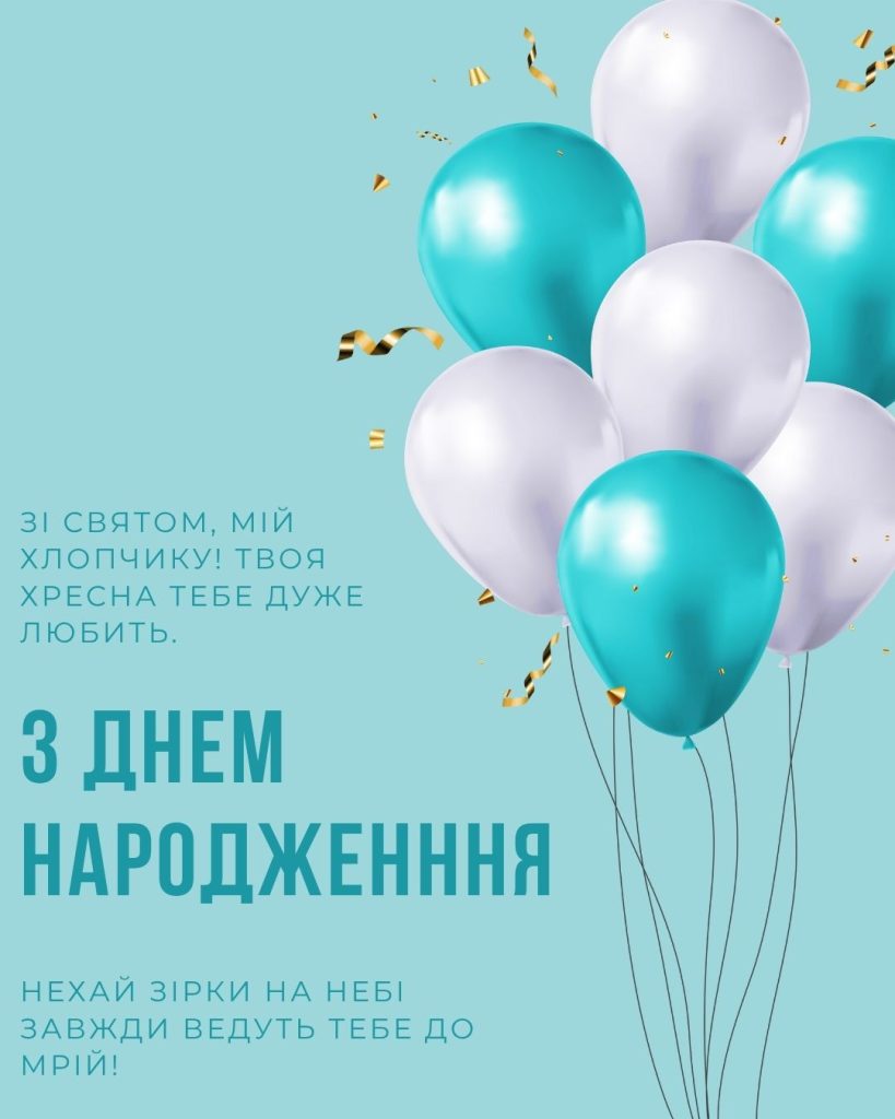 привітання з днем народження хрещеника - Листівка 24