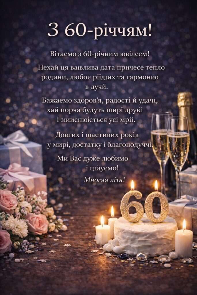 привітання з ювілеєм 60 років - Листівка 2