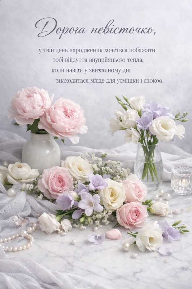 зворушливі привітання з днем народження невістці - Листівка 14