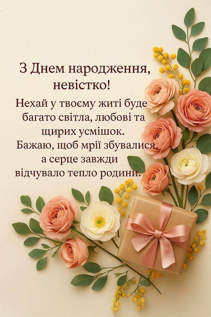зворушливі привітання з днем народження невістці - Листівка 5